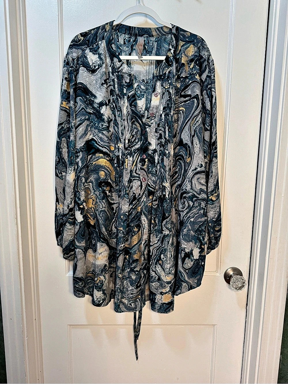 Melissa McCarthy Seven Abstract Print Tunic in Blue & Gray Size 4X Like New